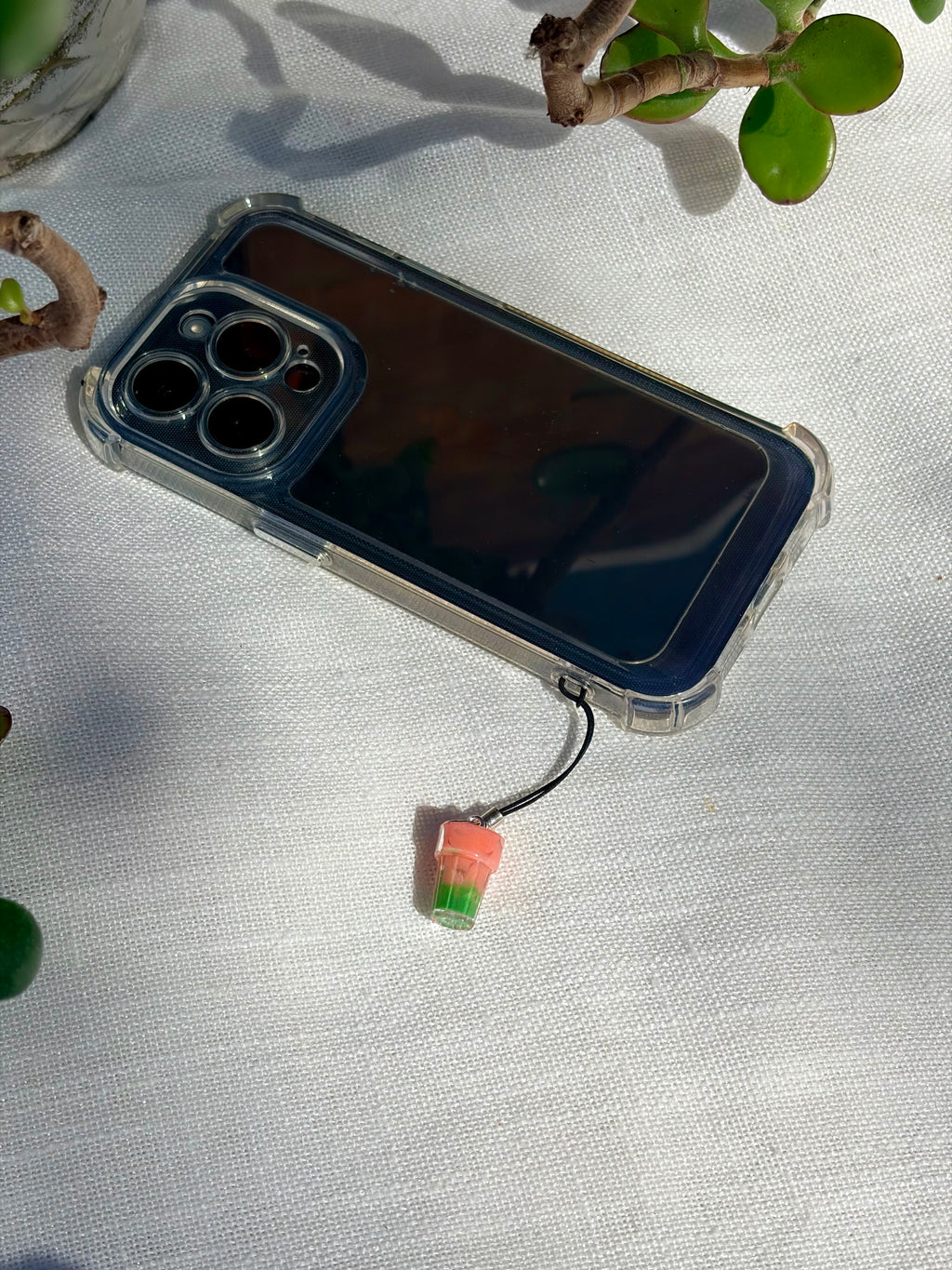 Guava Matcha Latte Phone Charm