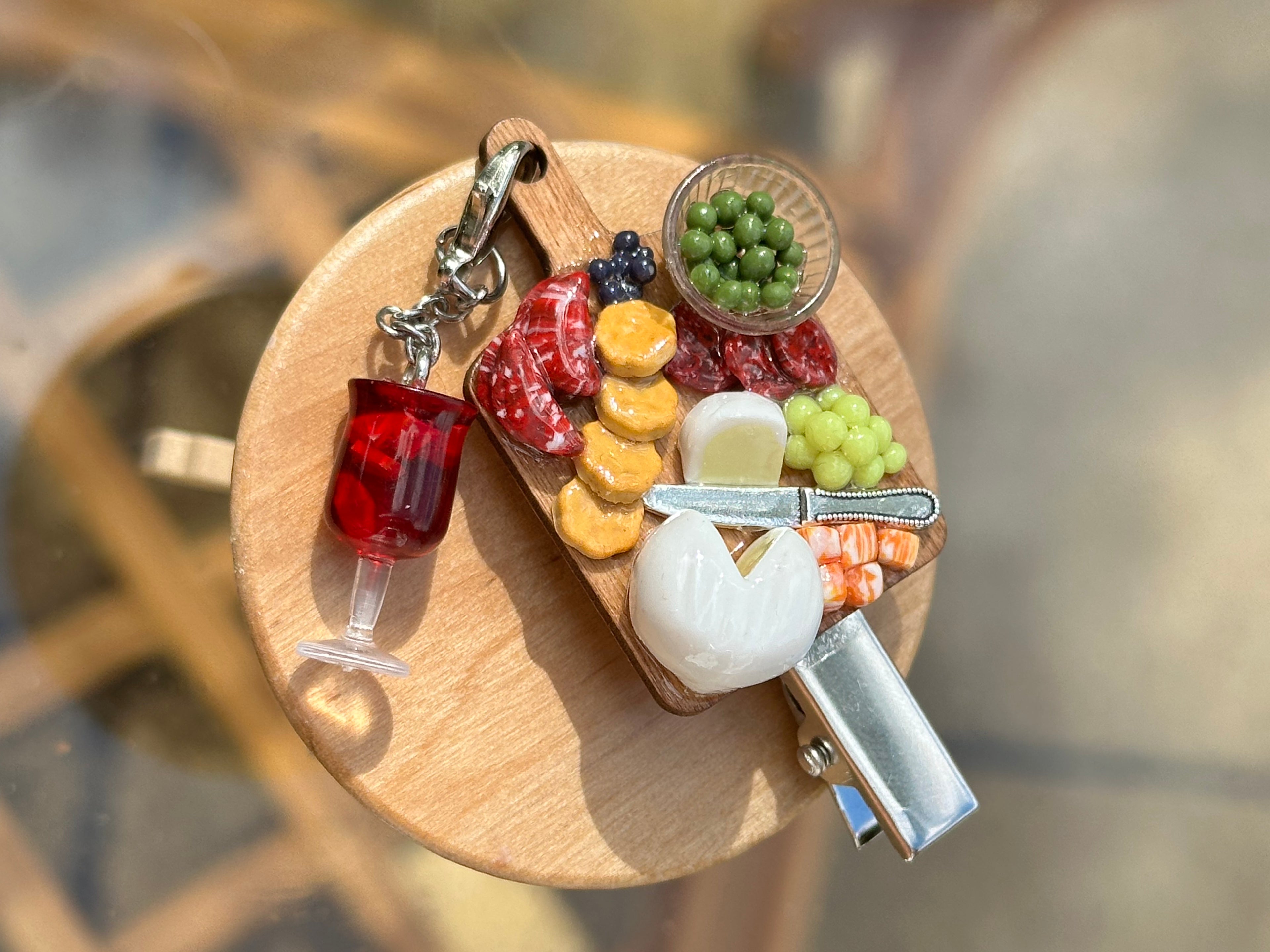 Charcuterie Board & Wine Hair Clip