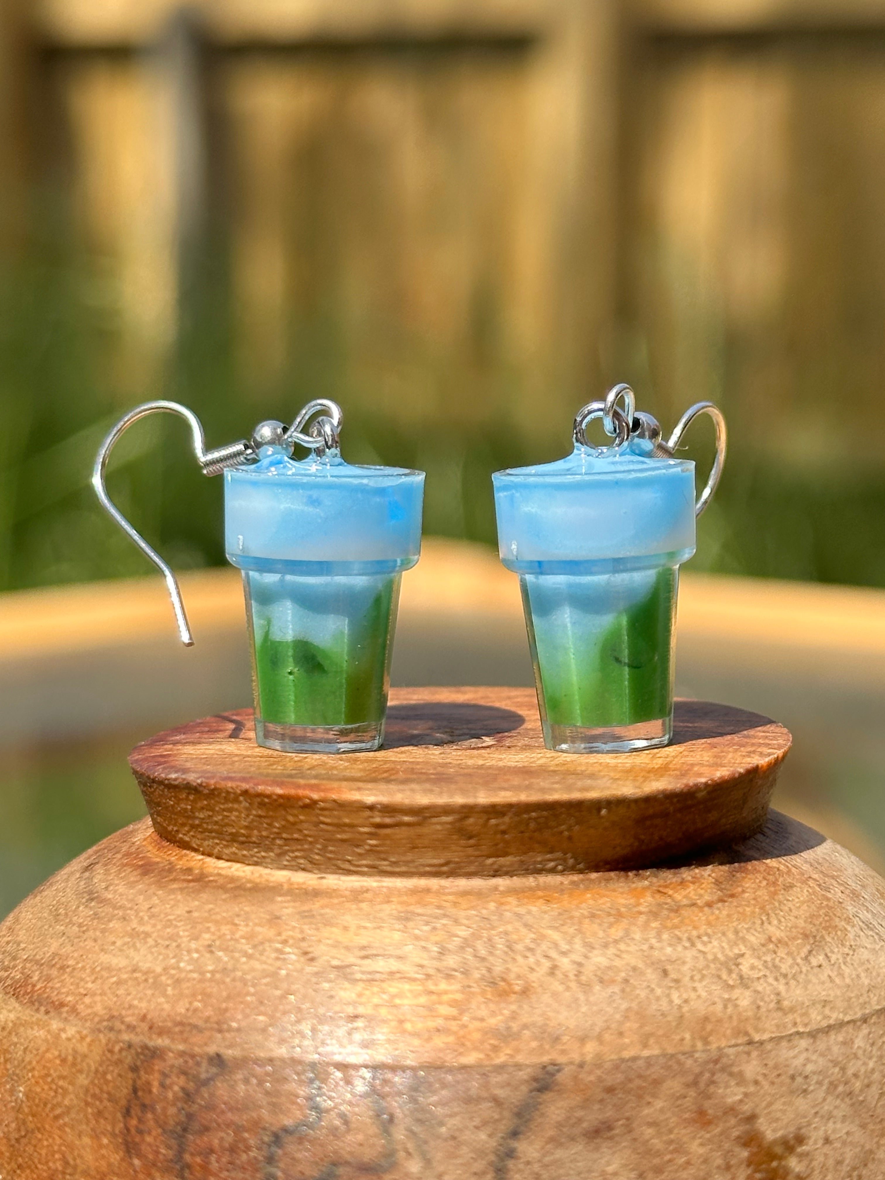 Blue Matcha Cloud Latte Earrings