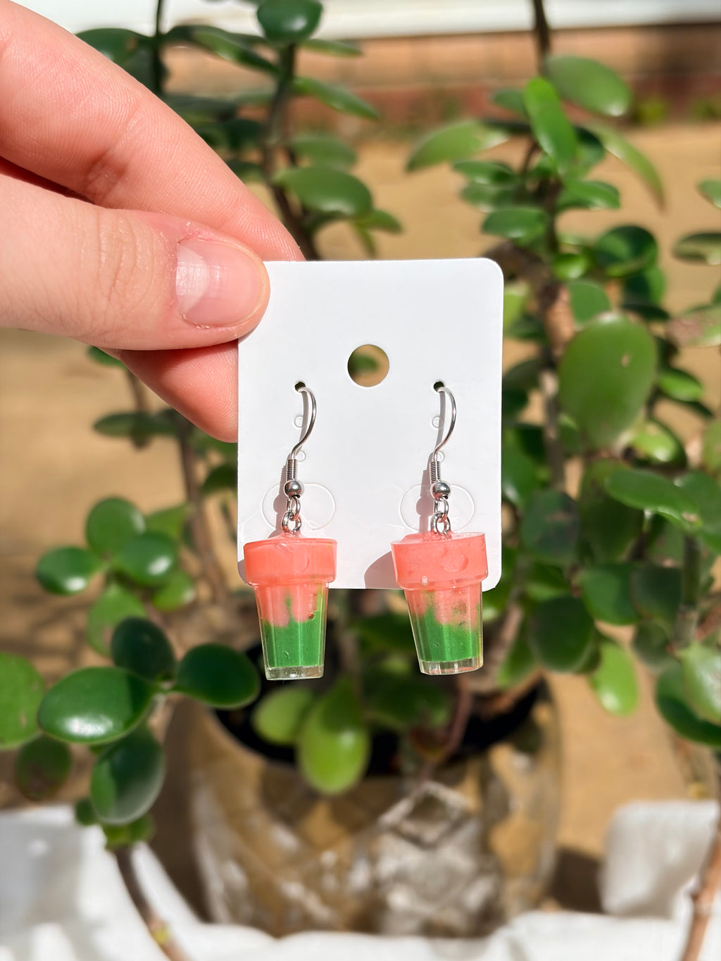 Guava Matcha Latte Earrings