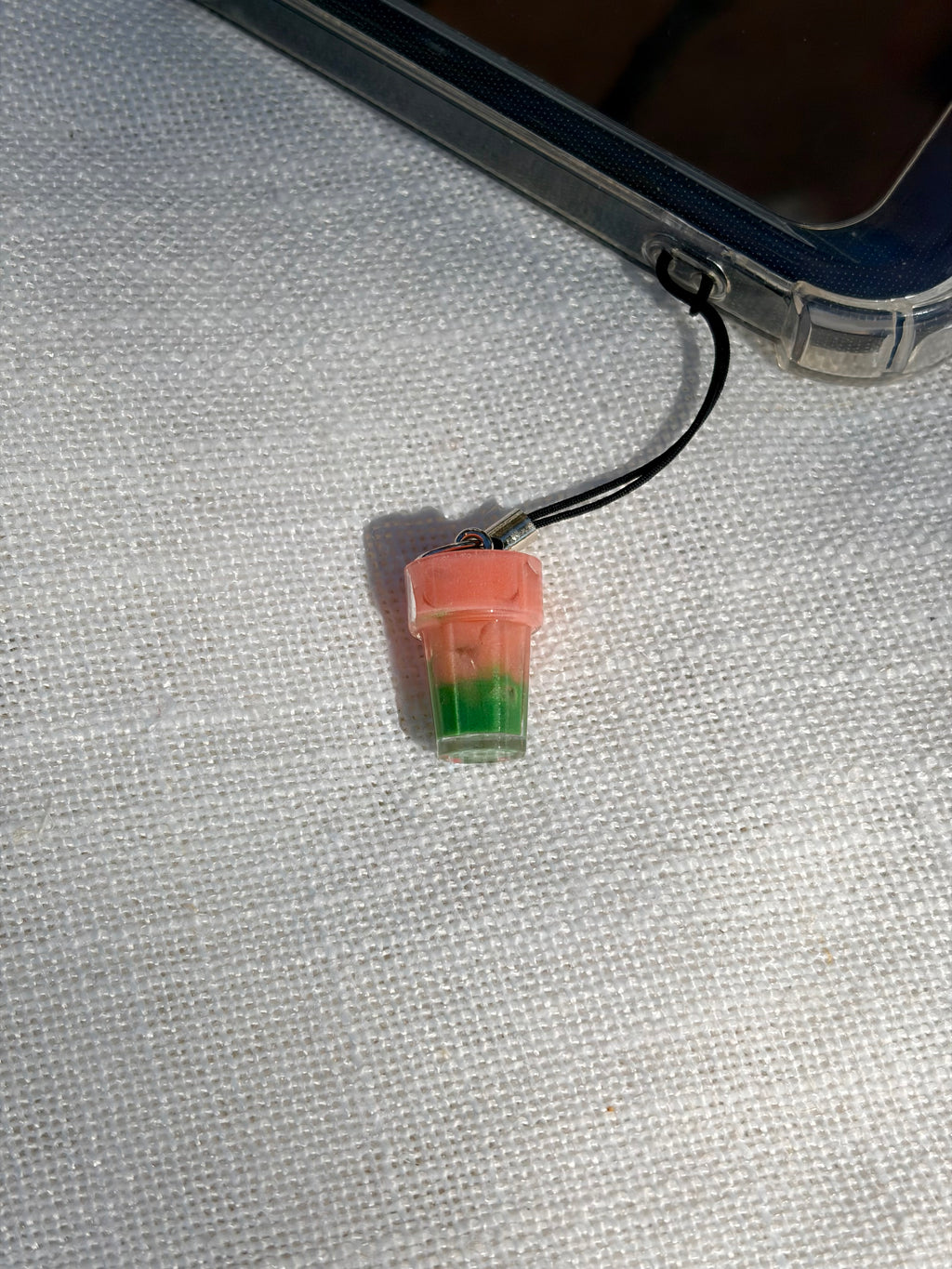 Guava Matcha Latte Phone Charm