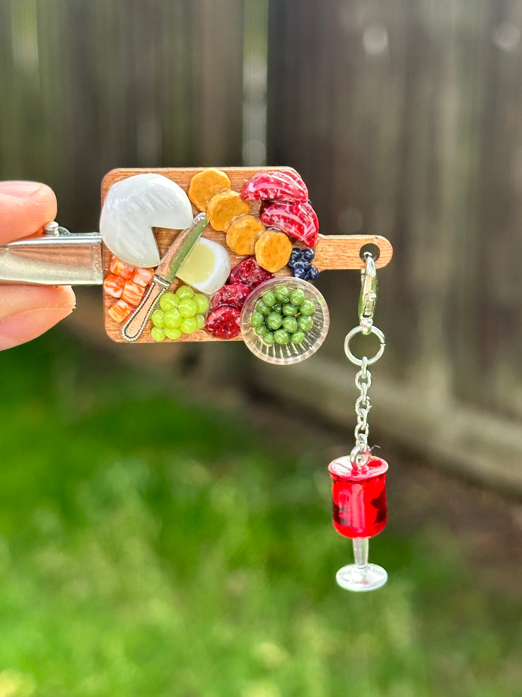 Charcuterie Board & Wine Hair Clip