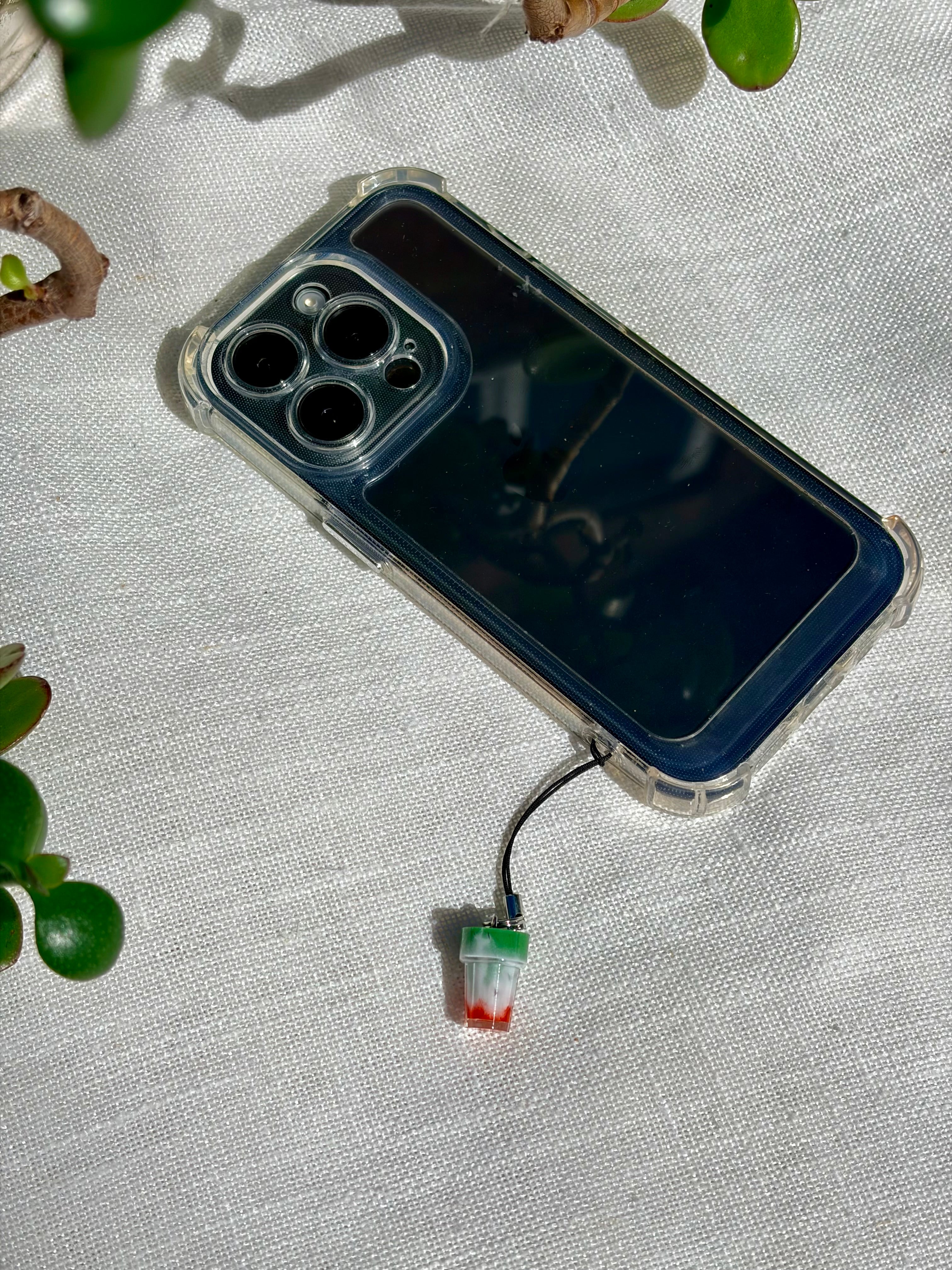 Strawberry Matcha Latte Phone Charm