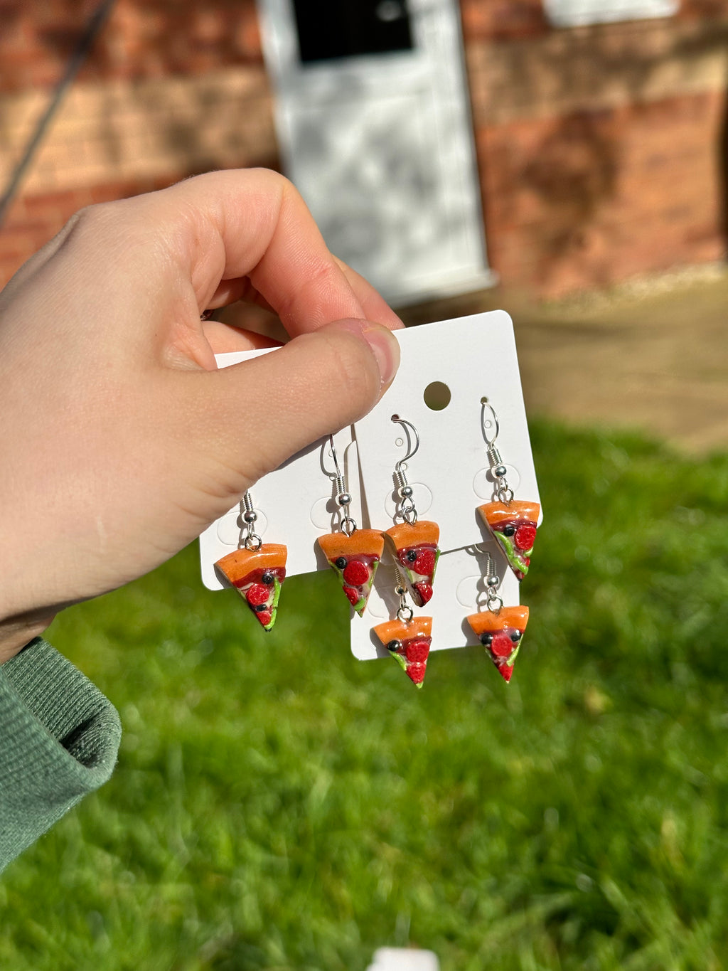 Green Pepper Pizza Earrings