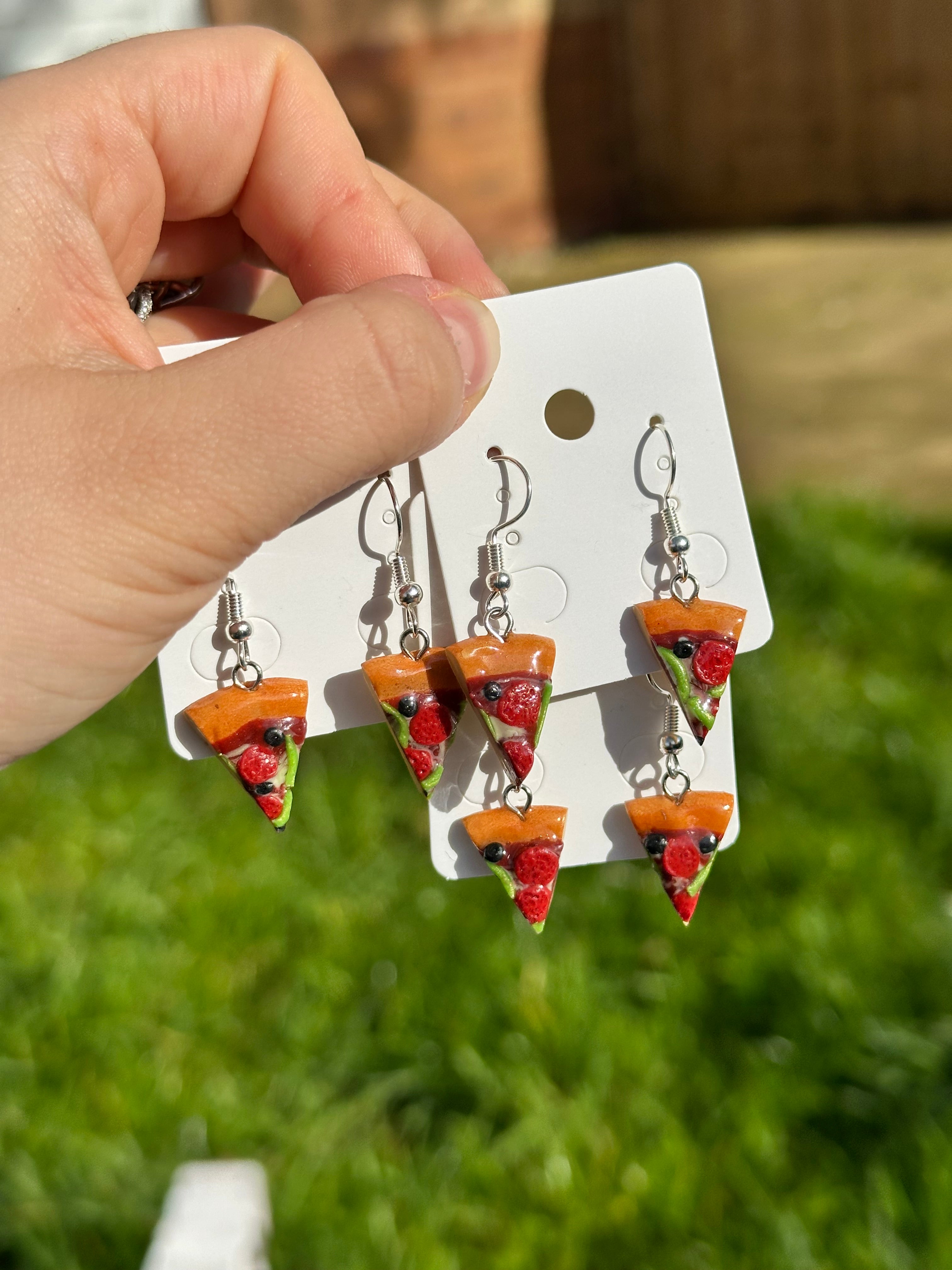 Green Pepper Pizza Earrings