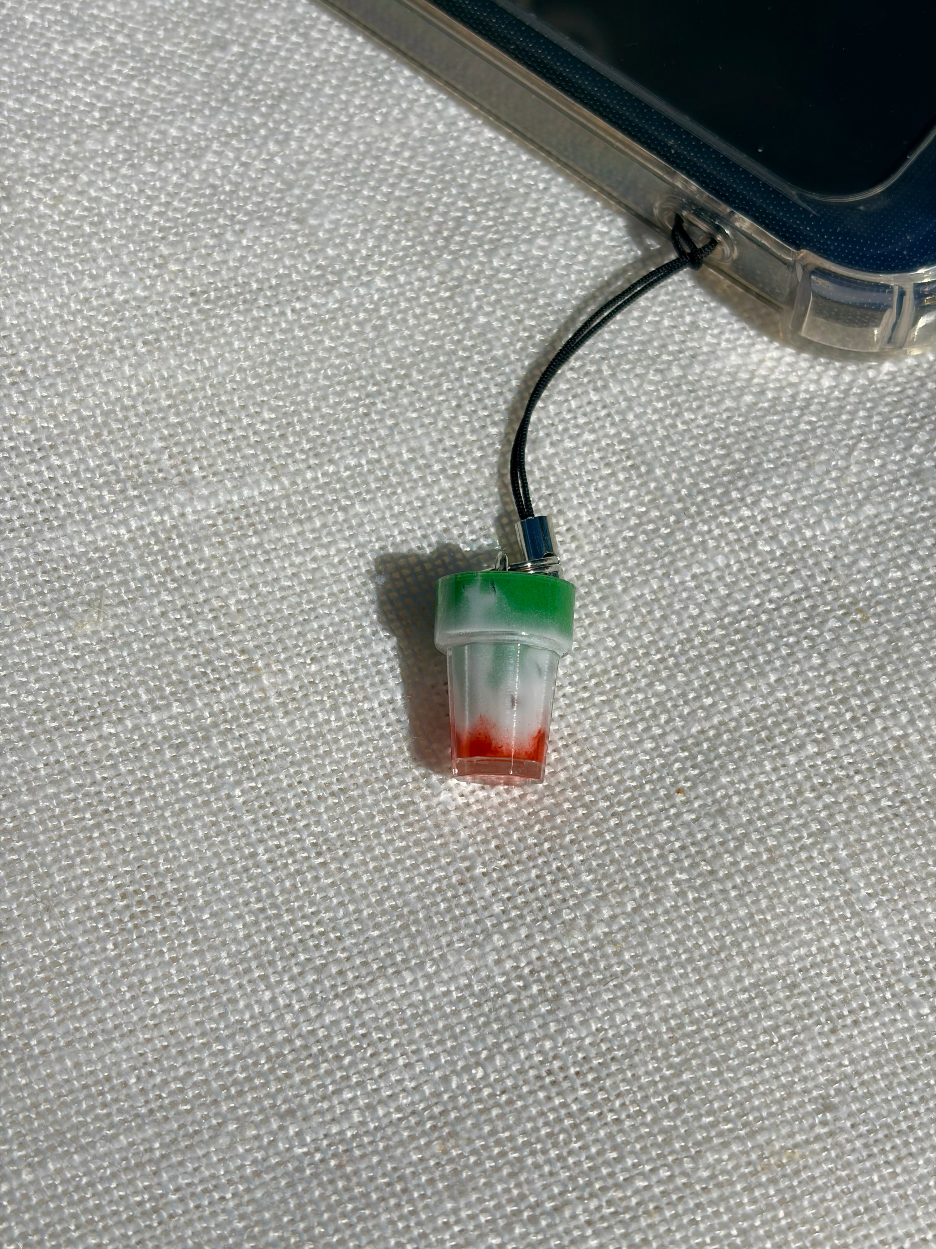 Strawberry Matcha Latte Phone Charm